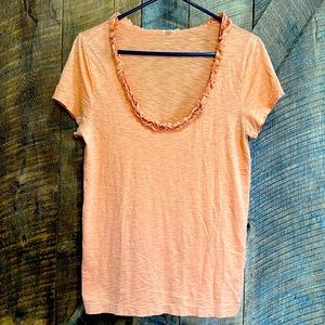 J Crew ruffle neck burnout Short sleeve Shirt